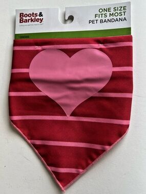 Boots & Barkley Red and Pink Heart Stripe Pet Bandana